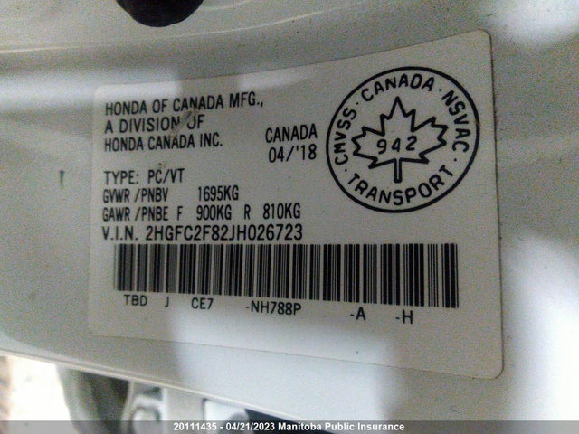 Honda CIVIC EX 2018 2HGFC2F82JH026723 Image 9