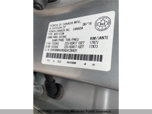 Honda CR-V SE 2016 2HKRM4H49GH126431 Image 9