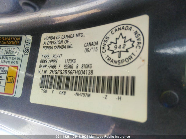 Honda CIVIC EX 2015 2HGFG3B56FH004138 Image 10
