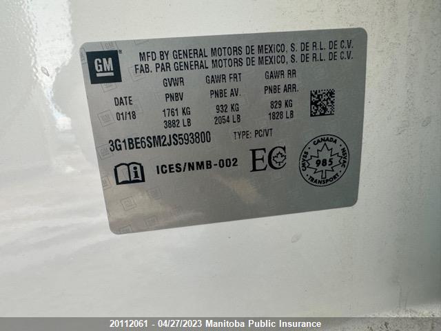 Chevrolet CRUZE LT 2018 3G1BE6SM2JS593800 Image 9