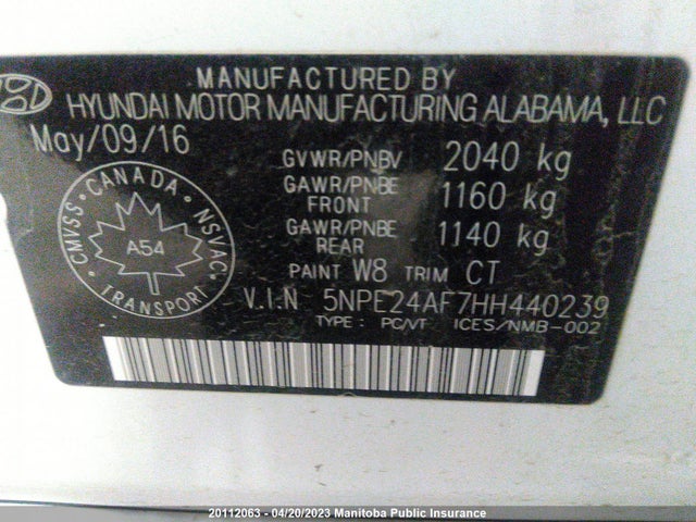 Hyundai SONATA GLS 2017 5NPE24AF7HH440239 Image 10