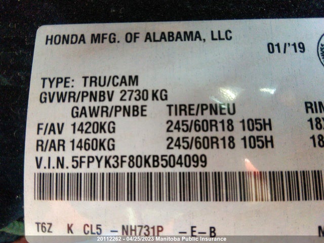 Honda Ridgeline Black Edition 2019 5FPYK3F80KB504099 Image 10