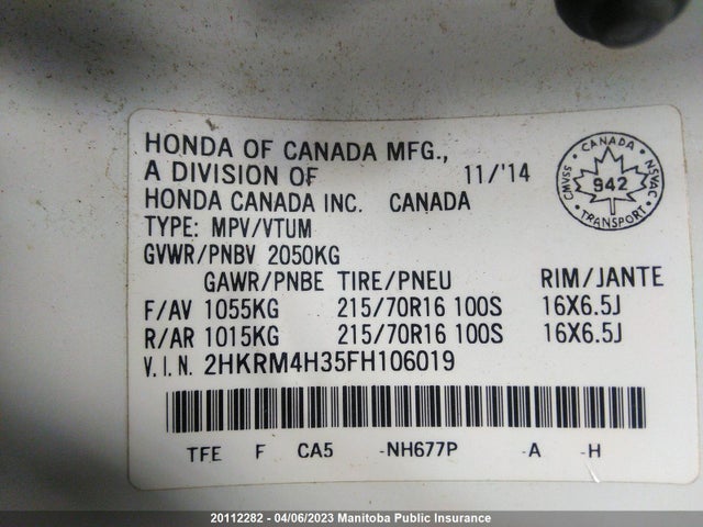 Honda CR-V LX 2015 2HKRM4H35FH106019 Image 9