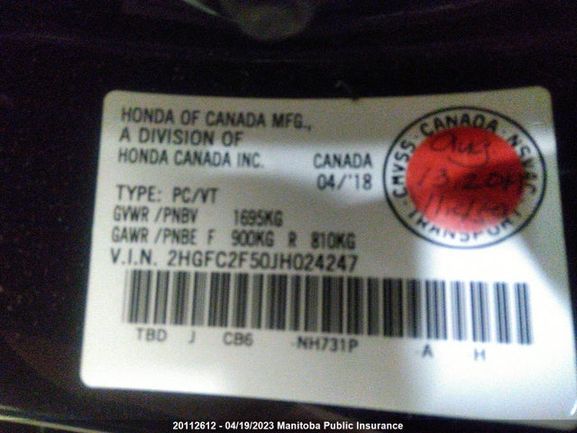 Honda Civic Lx 2018 2HGFC2F50JH024247 Image 9