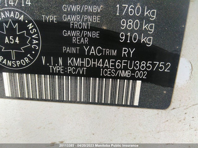 Hyundai ELANTRA SE 2015 KMHDH4AE6FU385752 Image 10