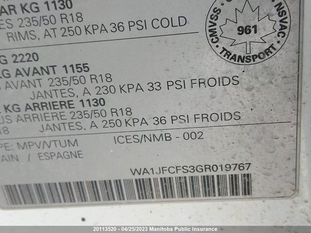 Audi Q3 2016 WA1JFCFS3GR019767 Image 9