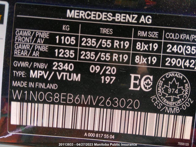 Mercedes Benz Glc300 2021 W1N0G8EB6MV263020 Image 10