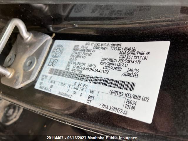 Ford Escape Titanium 2017 1FMCU9J93HUA43122 Image 9