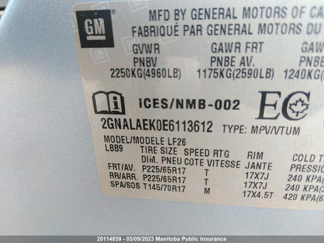 Chevrolet EQUINOX LS 2014 2GNALAEK0E6113612 Image 10