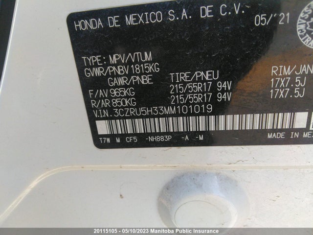 Honda HR-V LX 2021 3CZRU5H33MM101019 Image 10