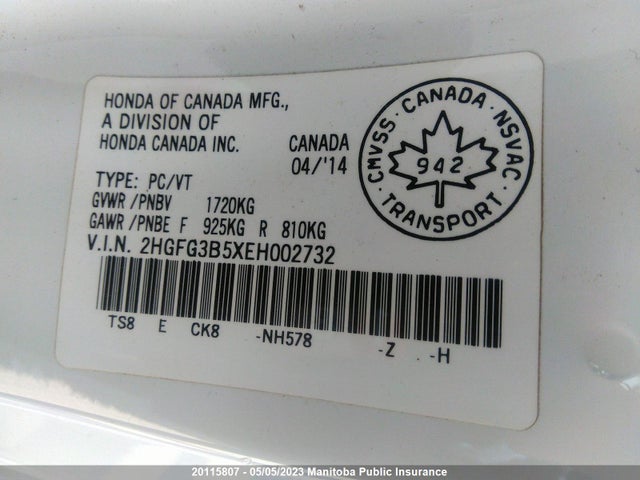 Honda CIVIC EX 2014 2HGFG3B5XEH002732 Image 9