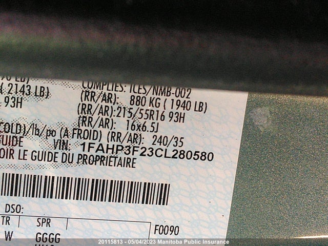 Продаж на аукціоні авто 2012 Ford Focus Se, vin: 1FAHP3F23CL280580, номер лоту: 20115813