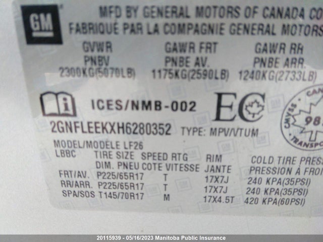 Chevrolet EQUINOX LS 2017 2GNFLEEKXH6280352 Image 10