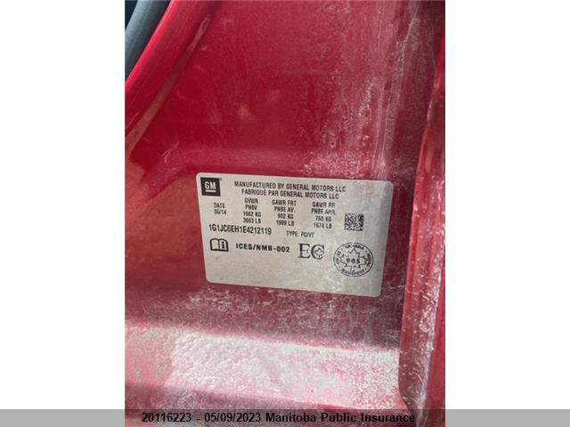 Chevrolet SONIC LT 2014 1G1JC6EH1E4212119 Image 9