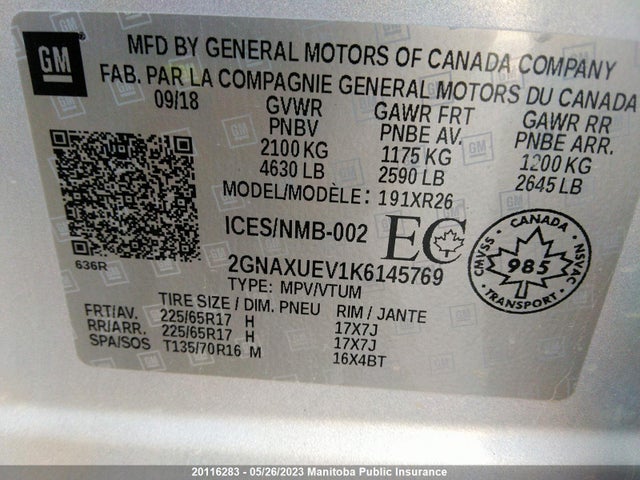 Chevrolet EQUINOX LT 2019 2GNAXUEV1K6145769 Image 10
