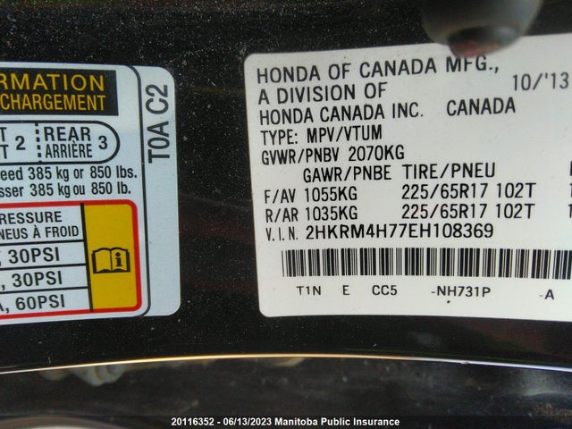 Honda Cr-v Ex-l 2014 2HKRM4H77EH108369 Image 9