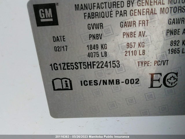 Chevrolet MALIBU LT 2017 1G1ZE5ST5HF224153 Image 10