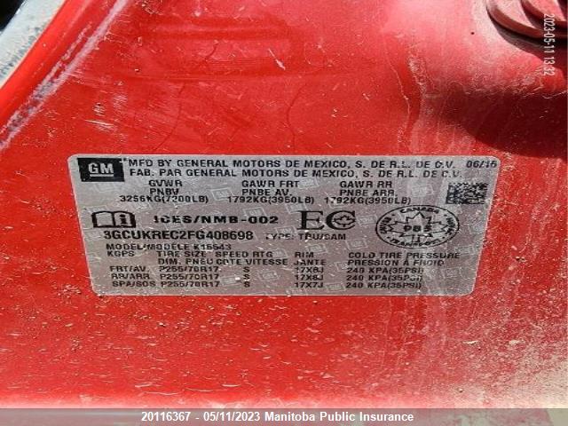 Chevrolet Silverado 1500 Lt Crew Cab 2015 3GCUKREC2FG408698 Image 9