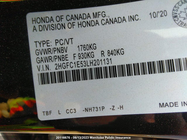 Honda CIVIC SI 2020 2HGFC1E53LH201131 Image 10