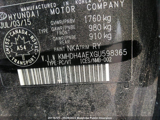 Hyundai ELANTRA SE 2016 KMHDH4AEXGU598365 Image 10