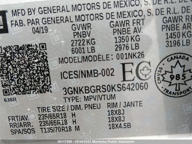 Chevrolet BLAZER 2019 3GNKBGRS0KS642060 Image 10