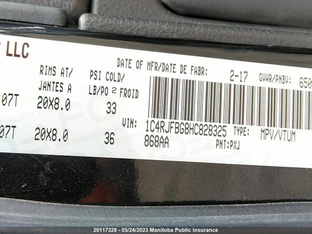 1C4RJFBG8HC828325 Jeep Grand Cherokee Limited