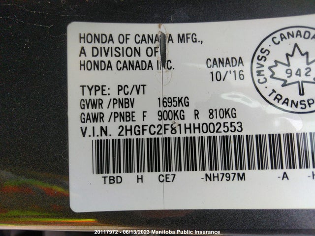 Honda CIVIC EX 2017 2HGFC2F81HH002553 Image 9