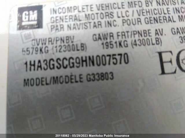 Chevrolet G3500 Express Cutaway  2017 1HA3GSCG9HN007570 Image 10