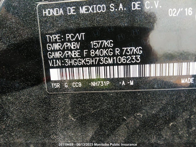 Honda FIT EX 2016 3HGGK5H73GM106233 Image 10