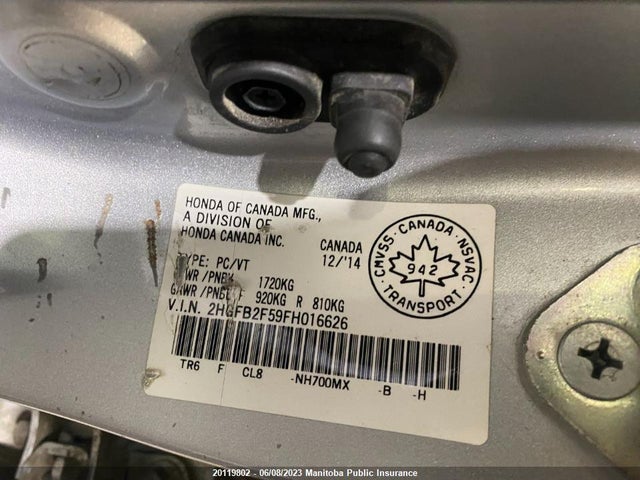 Honda CIVIC EX 2015 2HGFB2F59FH016626 Image 11