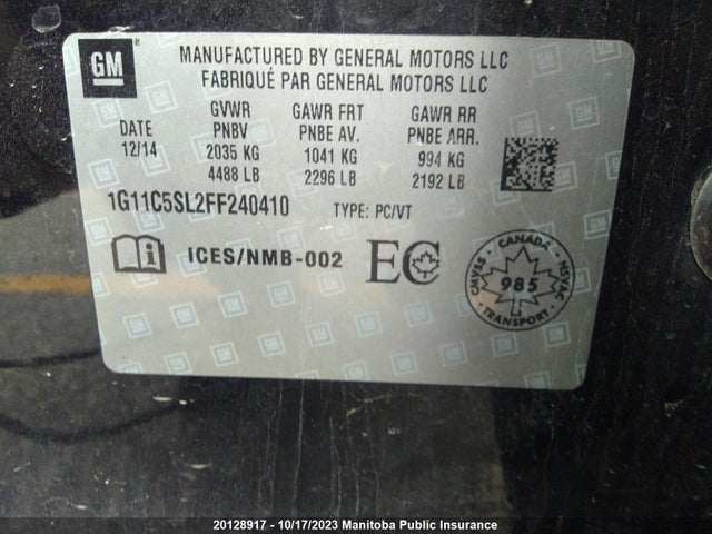 Chevrolet MALIBU LT 2015 1G11C5SL2FF240410 Image 9
