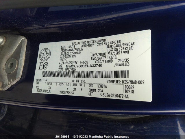 Ford Escape 2014 1FMCU9G93EUA32740 Image 19