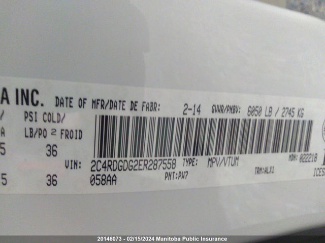 2C4RDGDG2ER287558 Dodge Grand Caravan Crew