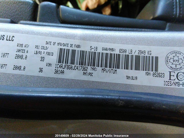 1C4RJFBG0JC417362 Jeep 2018
