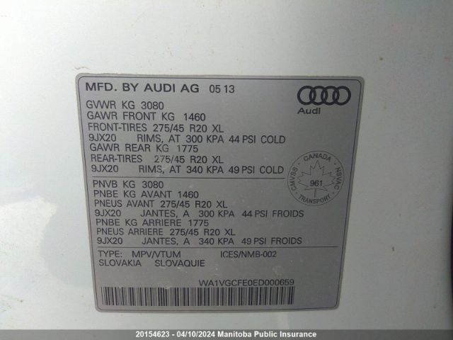 WA1VGCFE0ED000659 Audi Q7 V6 