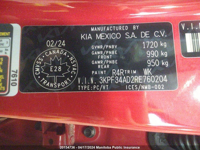 KIA FORTE EX 2024 3KPF34AD2RE760204 Image 9