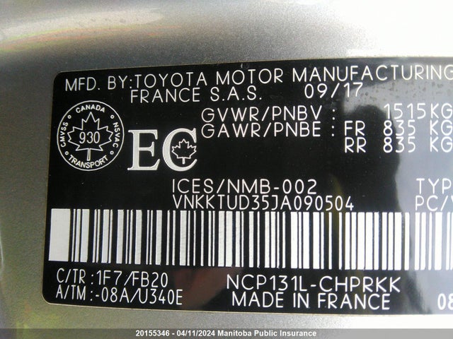 Toyota YARIS LE 2018 VNKKTUD35JA090504 Image 9