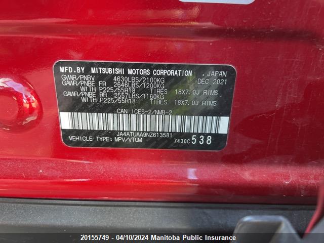 JA4ATUAA9NZ613581 Mitsubishi Eclipse Cross