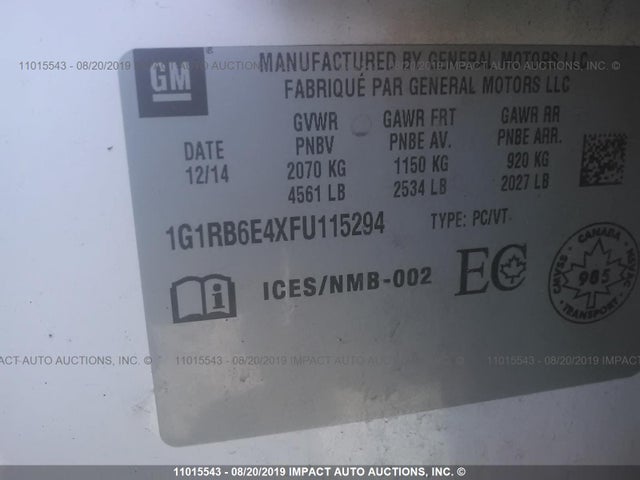 Chevrolet Volt 2015 1G1RB6E4XFU115294 Image 9