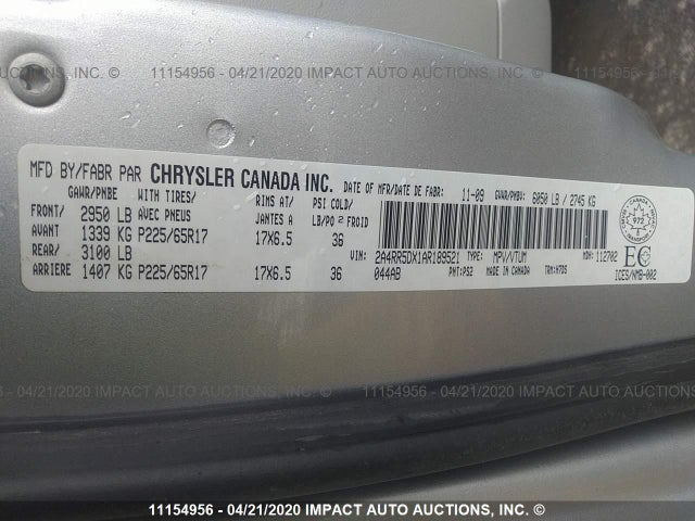 2A4RR5DX1AR189521 Chrysler Town & Country Touring