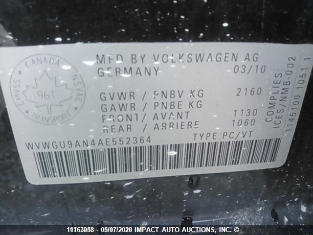 Volkswagen Cc Vr6 4motion 2010 WVWGU9AN4AE552364 Image 9