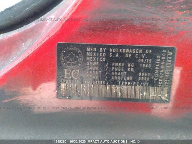 3VWN57BU1KM204836 Volkswagen JETTA S