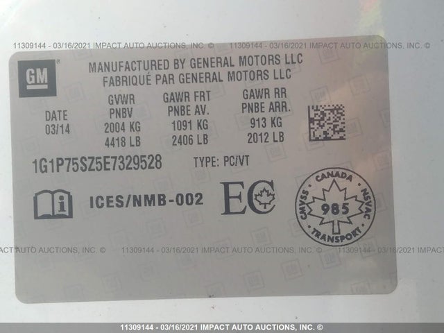 Chevrolet Cruze 2014 1G1P75SZ5E7329528 Image 9