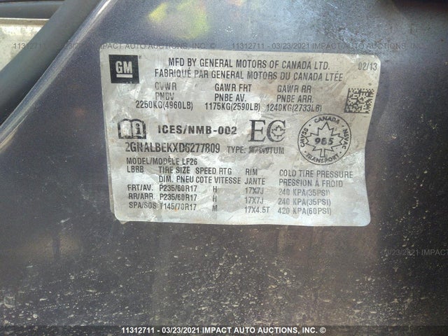 Chevrolet EQUINOX LS 2013 2GNALBEKXD6277809 Image 10