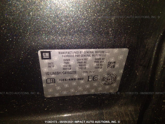 Chevrolet SONIC LS 2016 1G1JA6SH2G4180228 Image 10
