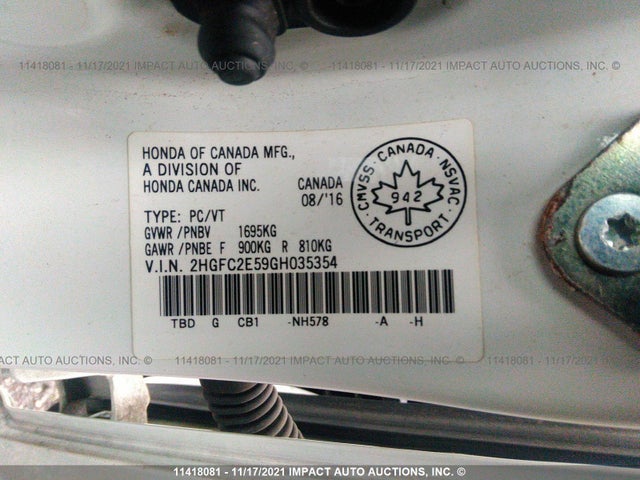 Honda Civic Lx 2016 2HGFC2E59GH035354 Image 9