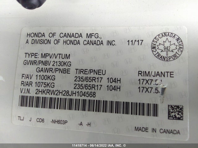 Honda CR-V 2018 2HKRW2H28JH104568 Image 9