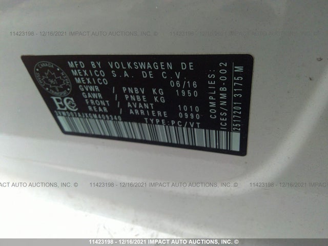 3VWD07AJXGM409340 Volkswagen Jetta Comfortline