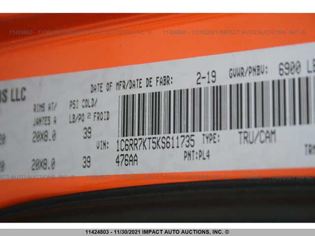 1C6RR7KT5KS611735 RAM 1500 Classic Tradesman