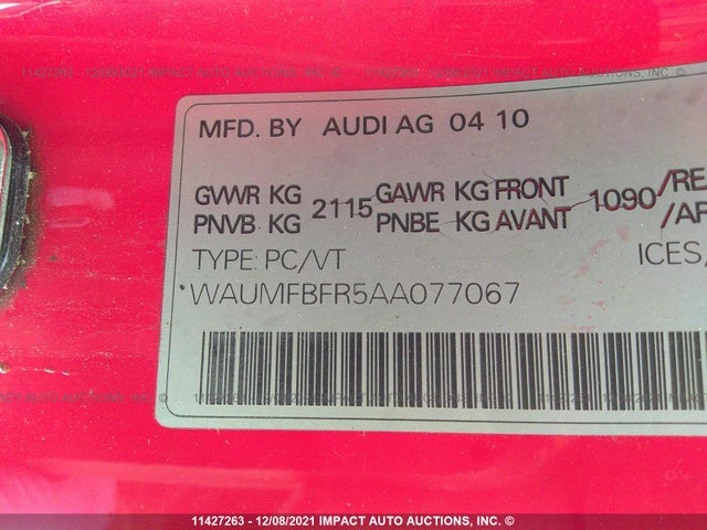 WAUMFBFR5AA077067 Audi A5 Quattro Premium
